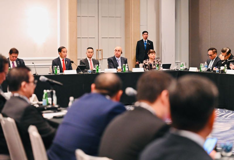 Presiden Jokowi pada acara ABAC ASEAN Caucus Day, di Hotel Four Seasons, San Francisco, AS, Rabu (15/11/2023). (Foto: BPMI Setpres)