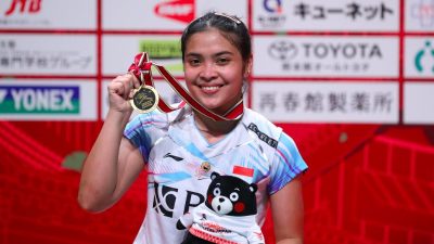 Gregoria Mariska Tunjung meraih gelar juara turnamen Kumamoto Masters 2023 (Japan Masters) (Foto: PBSI)