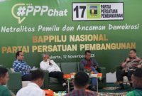 Ketua Bawaslu Rahmat Bagja dalam acara diskusi Netralitas Pemilu dan Ancaman Demokrasi yang diselenggarakan Bappilu Nasional Partai Persatuan Pembangunan di Jakarta, Minggu (12/11/2023)