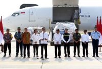 Presiden Jokowi pada Pelepasan Bantuan Kemanusiaan untuk Palestina, Senin (20/11/2023), di Pangkalan TNI AU Halim Perdanakusuma, Jakarta, Senin (20/11/2023). (Foto: Humas Setkab)
