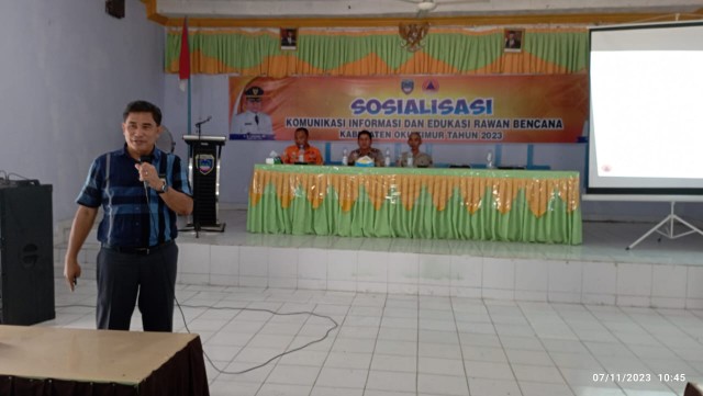 BPBD OKU Timur menggelar sosialisasi, dan edukasi rawan bencana bagi satuan pendidikan, berlangsung di Hotel Dewi II Kota Baru, Kecamatan Martapura, Selasa 7 November 2023.