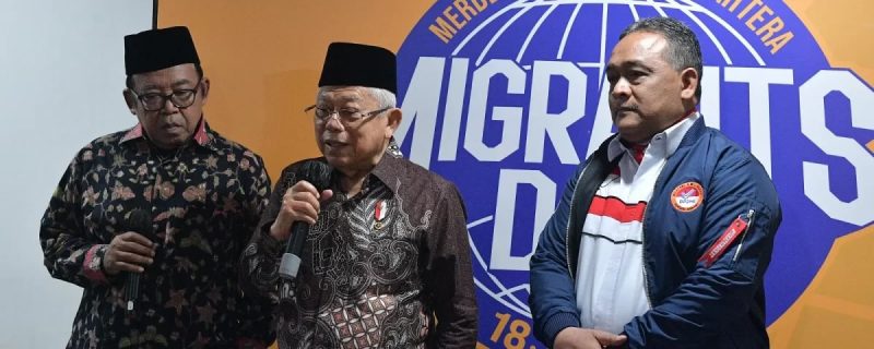 Wapres RI KH Ma'ruf Amin saat menghadiri Puncak Peringatan Hari Pekerja Migran Internasional (HPMI) 2023