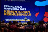 Menteri Perhubungan Budi Karya Sumadi saat menghadiri Peringatan Hakordia 2023