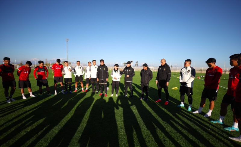 Timnas Indonesia usai menjalani sesi latihan