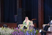 Anggota Bawaslu Lollya Suhenty saat menjadi narasumber Pesta Inklusif Konekin 2023 di TMII, Jakarta, Sabtu (16/12/2023).