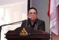 Anggota Bawaslu Puadi dalam menutup Rapat Kerja Teknis (Rakernis) Penanganan Pelanggaran Pemilu Gelombang III di Nusa Dua, Denpasar, Jumat (1/12/2023) malam
