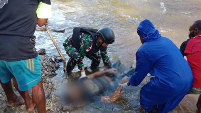 Satuan Tugas [Satgas] Pamrahwan Yonif 721/Makkasau berhasil mengevakuasi korban hanyut di Sungai Baliem, Distrik Balingga, Kabupaten Lanny Jaya, Papua pada Rabu 29 November 2023.