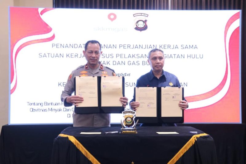 Penandatanganan Perjanjian Kerja Sama (PKS) SKK Migas dan Polda Sumsel, Rabu (13/12/2023) di Mapolda Sumsel