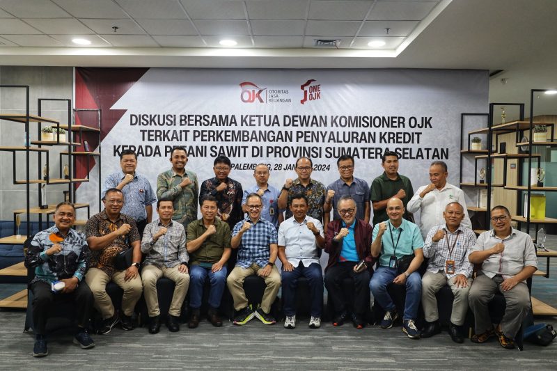 OJK menggelar diskusi bersama Pemprov Sumsel, perbankan, GAPKI dan APKASINDO terkait perkembangan penyaluran kredit program peremajaan kelapa sawit rakyat di Sumsel 