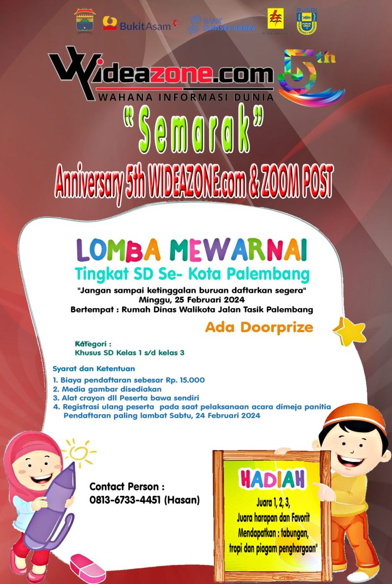 Semarak Anniversary WIDEAZONE.com Gelar Lomba Mewarnai Tingkat SD se-Kota Palembang