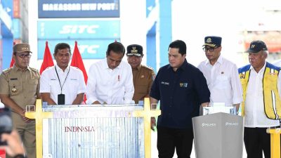 Presiden Joko Widodo meresmikan Makassar New Port di Kota Makassar, dalam kunjungan kerjanya ke Provinsi Sulawesi Selatan