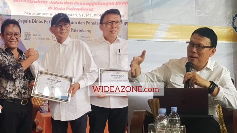 Rektor Universitas IBA Palembang Dr Drs Tarech Rasyid MSi dan Kepala Dinas Pekerjaan Umum dan Penataan Ruang [PUPR] Kota Palembang Ir H Achmad Bastari Yusak ST MT IPM ASEAN-Eng.