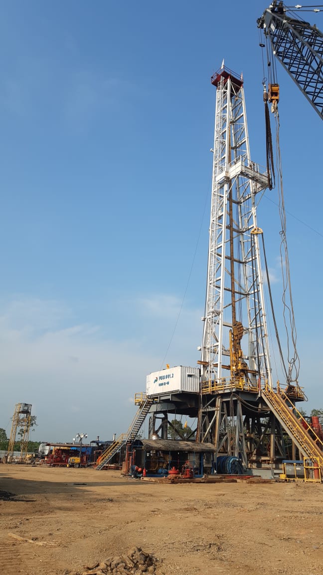 Pengeboran Sumur Eksplorasi Anggrek Violet (AVO)-001 di Wilayah Kerja Pertamina EP yang berlokasi di Sumatera Selatan, Selasa (23/01)