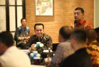 PJ Gubernur Sumsel Agus Fatoni dalam Rapat Optimalisasi Dana Bagi Hasil (DBH) Mineral dan Batubara (Minerba) di wilayah Kabupaten Muratara di Fairmont Hotel, Jakarta, Selasa 5 Maret 2024.