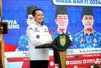 PJ Gubernur Sumsel Agus Fatoni Fatoni saat Pengukuhan Pengurus Badan Pembina Olahraga Korps Pegawai Republik Indonesia (Bapor Korpri) Provinsi Sumsel masa Bakti 2024-2029 di Griya Agung, Palembang, Sumatera Selatan, Rabu 20 Maret 2024.