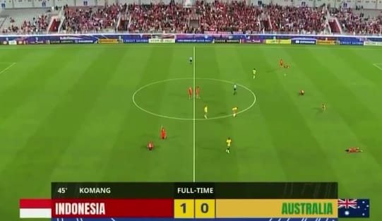 Tangkapan layar: Piala Asia U-23/2024, Indonesia Jebol Gawang Australia 1-0