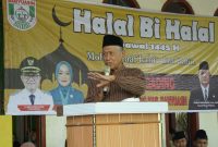 Politisi Geruindra Pakde Slamet Somosentono menggelar Halalbihalal bersama masyarakat Desa Air Gading, Kecamatan Muara Padang, Kabupaten Banyuasin, Minggu 21 April 2024, siang.