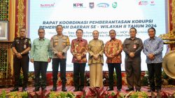 Penjabat (Pj) Gubernur Sumatera Selatan (Sumsel) Agus Fatoni membuka Rapat Koordinasi (Rakor) Program Pemberantasan Korupsi Wilayah II, Diseminasi Monitoring Center for Prevention (MCP) KPK Tahun 2024 dan Tindaklanjut Rekomendasi Hasil SPI Tahun 2023.