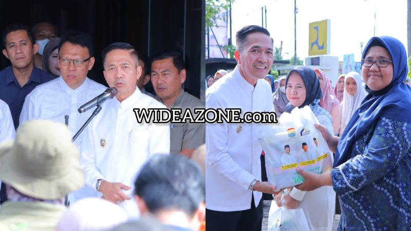 Penjabat [PJ] Walikota Palembang H Ratu Dewa didampingi PJ Sekda H Gunawan, Kadis PUPR H Achmad Bastari dan Kadis Kominfo Adi Zahrir menyerahkan secara langsung bingkisan paket sembako sebanyak 1600-an kepada para tenaga PHL [Pegawai Harian Lepas] di 3 Dinas yang berada di lingkungan Pemerintah kota Palembang, Jumat 5 April 2024.
