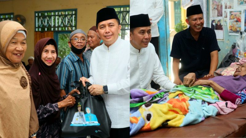Penjabat (Pj) Gubernur Sumatera Selatan (Sumsel) Agus Fatoni mengunjungi Panti Jompo 'Harapan Kita' guna bersilaturahmi sekaligus memberi bantuan dan santunan bagi para Lanjut Usia (Lansia), Palembang, Sumatera Selatan, Jumat 12 April 2024.