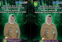 Pemerintah Kota Prabumulih mengucapkan selamat dan sukses kepada Lurah Mangga Besar Asniliaty SSi MSi atas keberhasilannya lulus Seleksi Nasional Paralegal Justice Award [PJA] 2024.