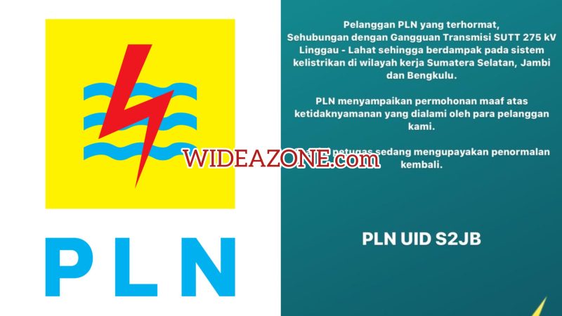 Pemberitahuan PLN UIDS2JB terkait Black Out Listrik di sejumlah wilayah kerja, Sumsel, Jambi, Bengkulu.