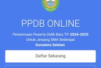Tangkapan layar pada PPDB online di