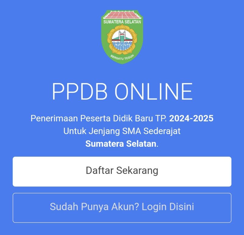 Tangkapan layar pada PPDB online di