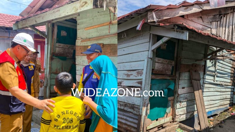Dinas PUPR Kota Palembang mewujudkan impian Junaidi untuk menepati rumah layak huni. Tampak Kadis Ahmad Bastari Yusak memimpin langsung pembongkaran rumah milik Junaidi di Lorong Serumpun Kertapati.