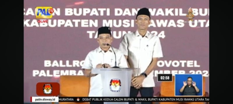 Debat publik kedua bagi calon Bupati dan Wakil Bupati Musi Rawas Utara [Muratara] digelar di Ballroom Novotel Palembang pada Rabu 13 November 2024, berlangsung semarak dan penuh dinamika.