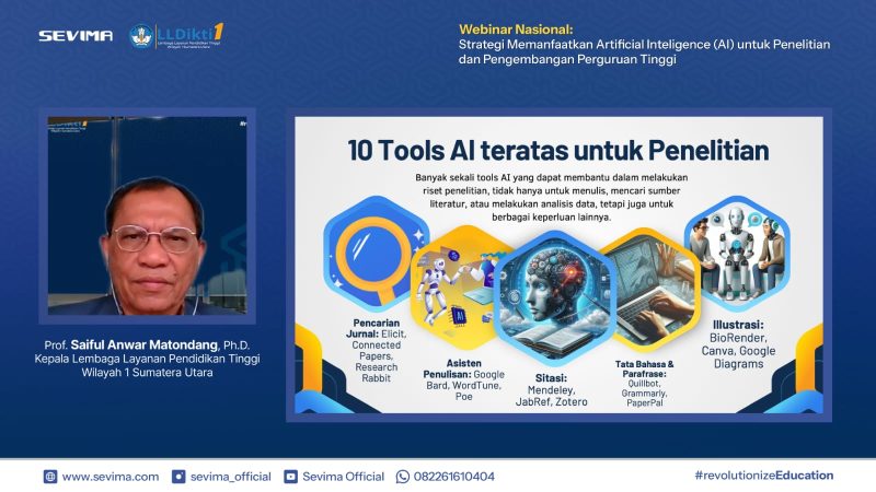 Penyampaian Wakil Rektor Bidang Akademik IT Del, Dr Johannes Harungguan Sianipar MT dalam Webinar SEVIMA bertajuk 