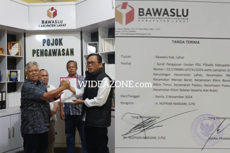 Paslon Yulius-Budiarto Resmi Layangkan PSU ke Bawaslu Lahat pada Kamis 5 Desember 2024.