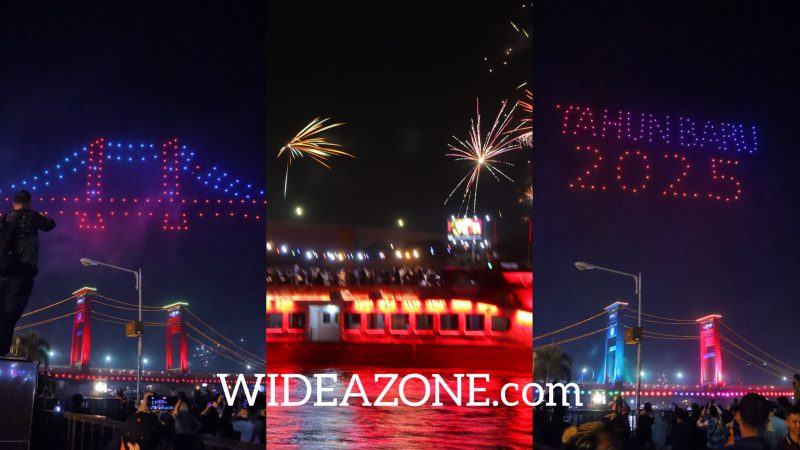 Pertunjukan Ratusan Light Drone Jadikan Palembang Bersinar Tahun Baru 2025 hingga Kapal Musi Cruise