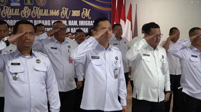 Rumah Tahanan Negara [Rutan] Kelas 1 Medan Kanwil Direktorat Jenderal Pemasyarakatan Sumatera Utara mengikuti Apel dan Halal Bihalal bersama Kementerian Koordinator Bidang Hukum, HAM, Imigrasi, dan Pemasyarakatan [Kemenko Kumham Imipas] pada Rabu 9 April 2025.