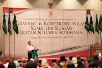 Gubernur Herman Deru saat membuka kegiatan Upgrading dan Konferensi Wilayah [Konferwil] INI Sumsel di Hotel Novotel Palembang, Rabu 28 Me8 2025, pagi.