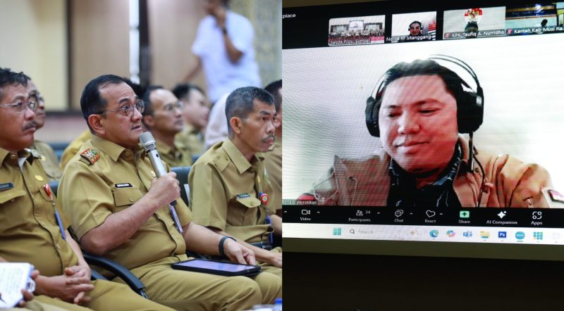 Sekretaris Daerah Provinsi Sumatera Selatan [Sekda Sumsel] Drs H Edward Candra MH mengikuti rapat koordinasi [Rakor] virtual Program Pemberantasan Korupsi Tahun 2025 yang digelar Komisi Pemberantasan Korupsi Republik Indonesia [KPK RI].