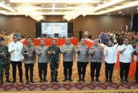 Kehadiran Komandan Pangkalan TNI Angkatan Laut [Danlanal] Palembang, Kolonel Laut [P] Faisal MM MTr Hanla dalam Sosialisasi Peraturan Harian Gugus Tugas Pencegahan dan Penanganan TPPO di Mapolda Sumsel pada Kamis 6 November 2025.