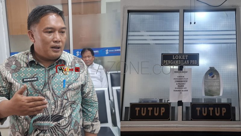 Kepala Bapenda Palembang Marhaen, dan Loket Pembayaran tampak tutup, Jumat 21 November 2025.