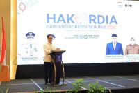 Wali Kota Palembang Ratu Dewa memberikan sambutan dalam momentum peringatan Hari Korupsi Sedunia [Hakordia] 2025 di di Hotel Novotel Palembang, Kamis 4 Desember 2025.