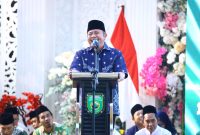 Sambutan Gubernur Dr H Herman Deru dalam peringatan Satu Abad Nahdlatul Ulama [NU] digelar Pengurus Wilayah Nahdlatul Ulama Sumatera Selatan [PWNU Sumsel] berlangsung khidmat di Graha Bandara Insani, Palembang, Senin 16 Februari 2026.