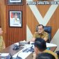 Rapat Koordinasi Persiapan Pelaksanaan Upaya Pengendalian Harga yang dipimpin Sekretaris Daerah Provinsi Sumsel, Dr Drs H Edward Candra MH di Palembang, Selasa 24 Februari 2026.
