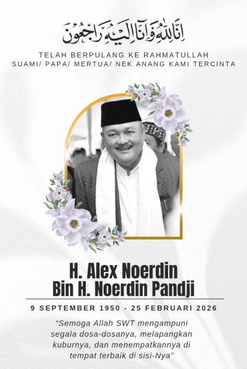 INNALILLAHI WAINNA ILAIHI ROJIUN, , Kabar duka datang dari Sumatera Selatan. H Alex Noerdin meninggal dunia pada Selasa, 25 Februari 2026, dalam usia 75 tahun. [Gambar IST]