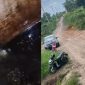 Gambar peertama, memperlihatkan kondisi air PDAM Tirta Bertuah yang mengalir ke perumahan warga di kawasan Kenten Laut, gambar kedua, petugas PDAM Tirta Betuah Banyuasin tengah melakukan pengecekan pipa dari Meta Marah hingga ke Kenten 