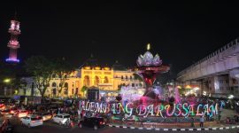 Bundaran Air Mancur [BAM] Tugu Cempako Telok Palembang Darussalam resmi dihidupkan kembali setelah menjalani revitalisasi besar-besaran.