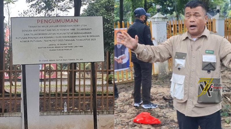 Tanah SHM 1988/Silaberanti Milik Januar Kwan/Hory Uteh Dipasang Plang dan Kuasa Hukumnya Dr [Cand] Ibrani Datuk Rajo Tianso SH MH.