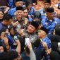 Gubernur Dr H Herman Deru saat memimpin apel gabungan dan kegiatan halal bihalal Pemprov Sumsel Tahun 2026/1447 Hijriah yang digelar usai libur panjang Idulfitri di Palembang, Senin 30 Maret 2026, pagi.