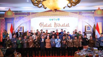 Gubernur Sumsel Dr H Herman Deru dalam Halal Bihalal Masyarakat Perantau Sumbagsel di Griya Agung, Sabtu 25 April 2026.