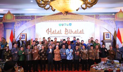 Gubernur Sumsel Dr H Herman Deru dalam Halal Bihalal Masyarakat Perantau Sumbagsel di Griya Agung, Sabtu 25 April 2026.