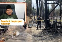 Kondisi sumur minyak ilegal pasca kebakaran hebat di lahan HGU PT Hindoli Musi Banyuasin dan Foto Pemerhati Lingkungan Yuliusman.