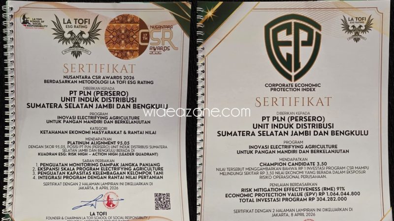 PLN UID S2JB Sabet Platinum Nusantara CSR Awards 2026, Electrifying Agriculture Dongkrak Ekonomi Petani